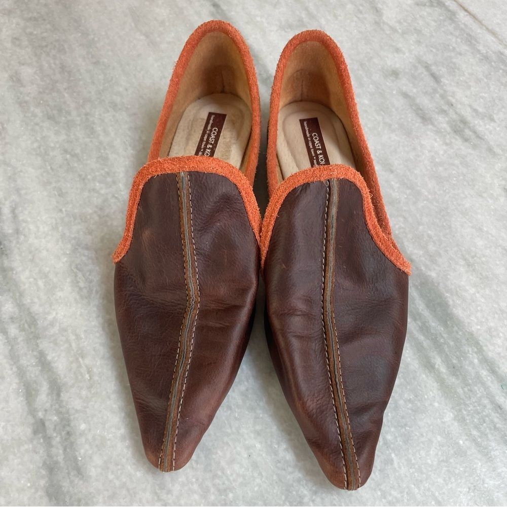 Coast & Koi Brown Leather Suede Pointed Toe Slip On Shoes 9.5